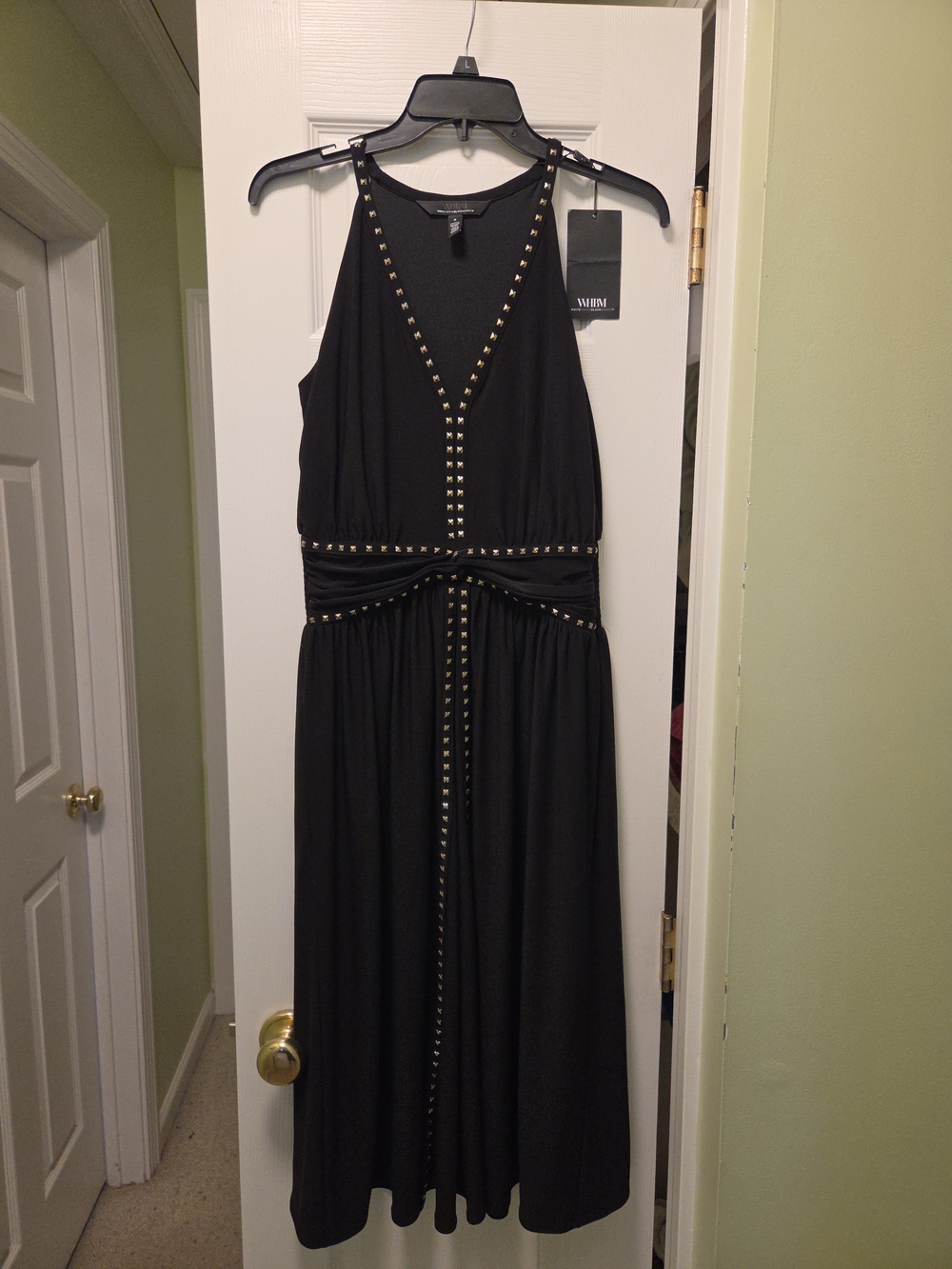 White House Black Market Black Stud-Embellished Maxi Dress